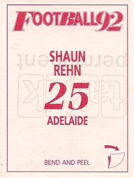 1992 Select AFL Stickers #25 Shaun Rehn Back